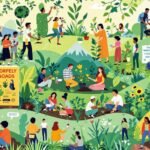 Gens collaborant pour un avenir durable en pleine nature.