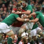 Jeux de rugby entre le Pays de Galles et l'Irlande.