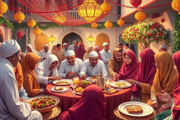 Célébration festive de l'Aïd el Fitr en famille.