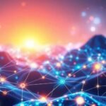 Vue d'un paysage numérique futuriste et connecté.