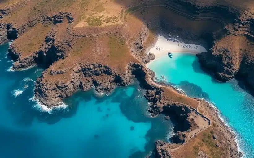 Vue aérienne de l'île de Pantelleria en Italie.