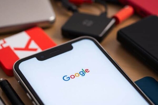 Fin de google.fr : c’est officiel, Google abandonne et que signifie cela pour les utilisateurs ? Téléphone affichant la page d'accueil de Google.