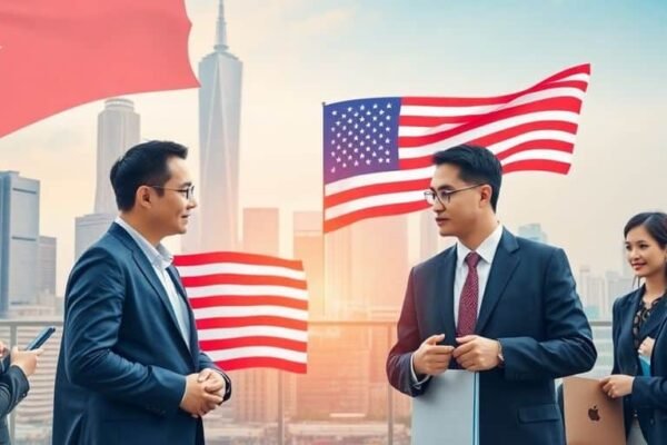 Professionnels d'affaires à Taïwan discutant de la coopération économique.