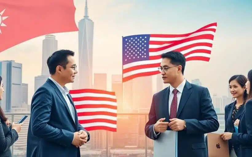 Professionnels d'affaires à Taïwan discutant de la coopération économique.