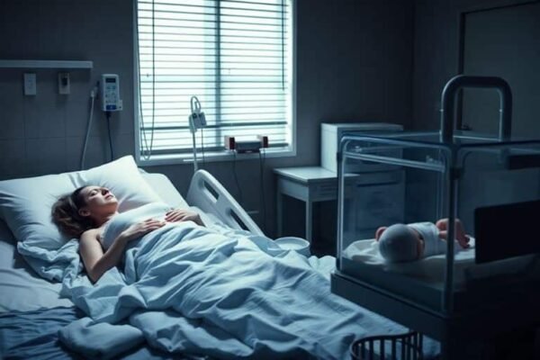 Femme en état de mort cérébrale avec incubateur à côté.