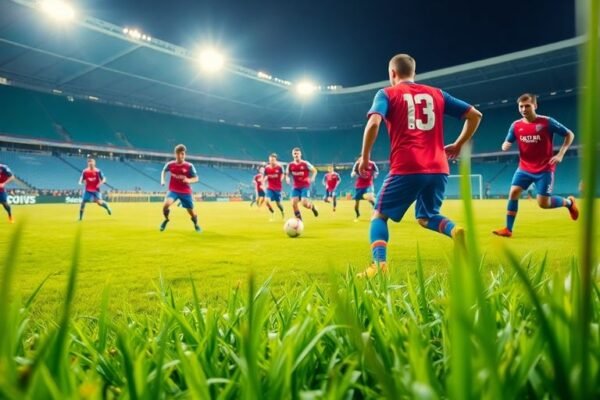 Joueurs de football en action sur le terrain