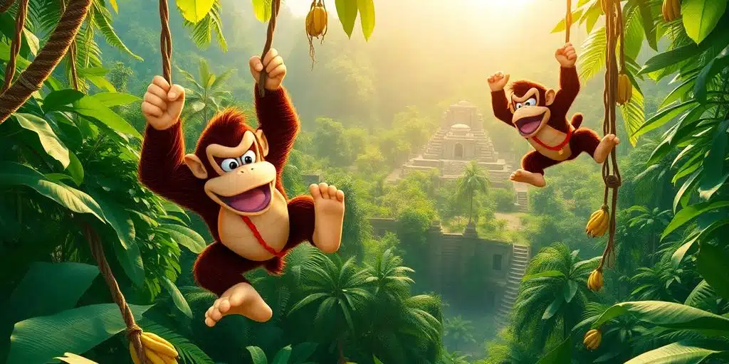 Donkey Kong et Diddy Kong, l'aventure sur Switch