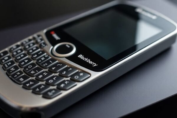 Ancien téléphone BlackBerry avec clavier physique