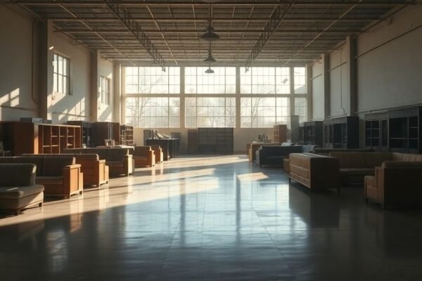 Magasin d'ameublement Casa vide et sombre.