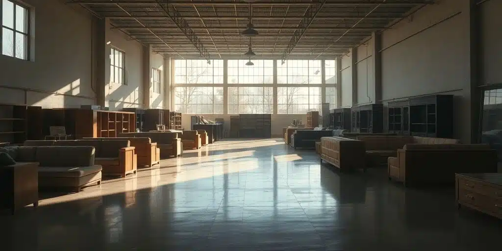 Magasin d'ameublement Casa vide et sombre.