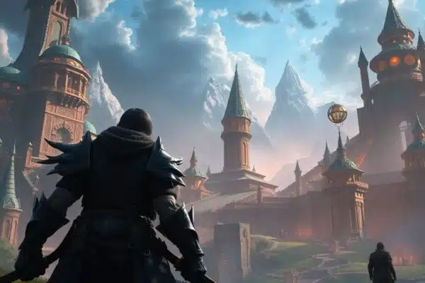 Personnage MMO fantastique dans un monde ouvert tentaculaire