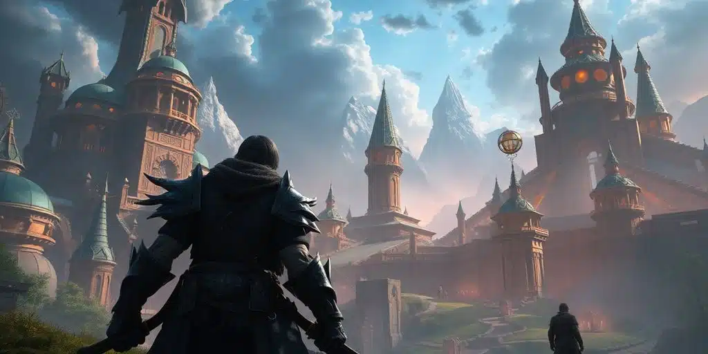 Personnage MMO fantastique dans un monde ouvert tentaculaire
