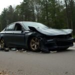 Voiture accidentée après une course-poursuite policière.