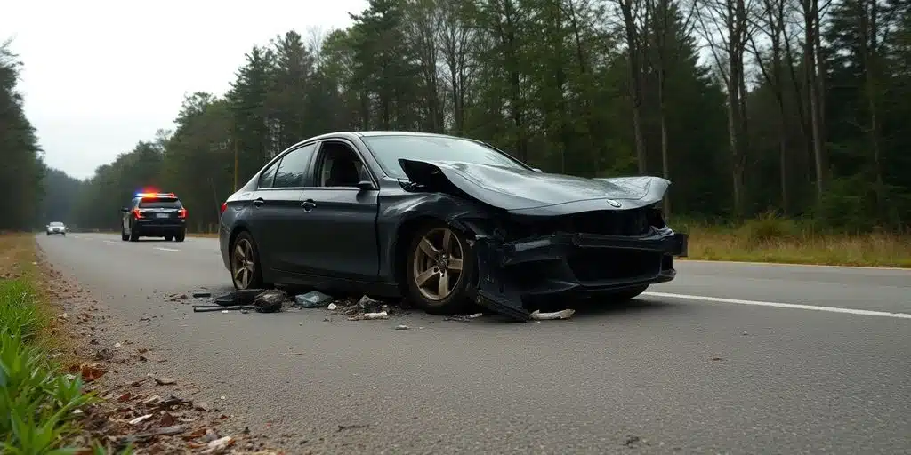Voiture accidentée après une course-poursuite policière.