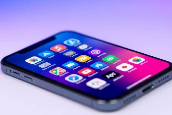 iPhone avec des icônes d'applications colorées