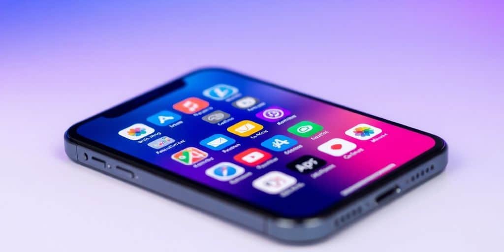 iPhone avec des icônes d'applications colorées