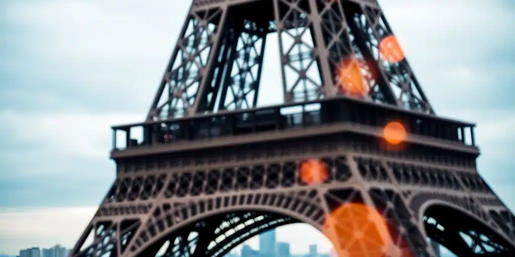 Tour Eiffel, silhouette de ville, réseau cellulaire