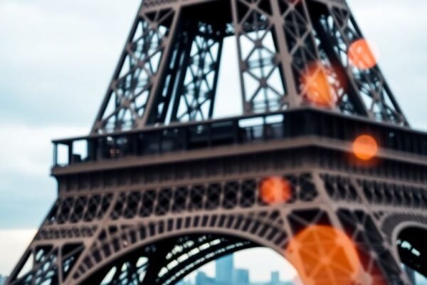 Tour Eiffel, silhouette de ville, réseau cellulaire