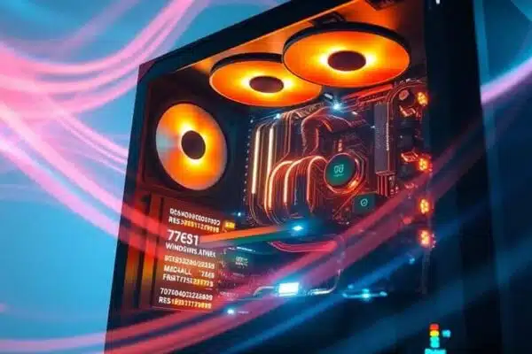Ordinateur Windows amélioré avec des éclairs de performance.