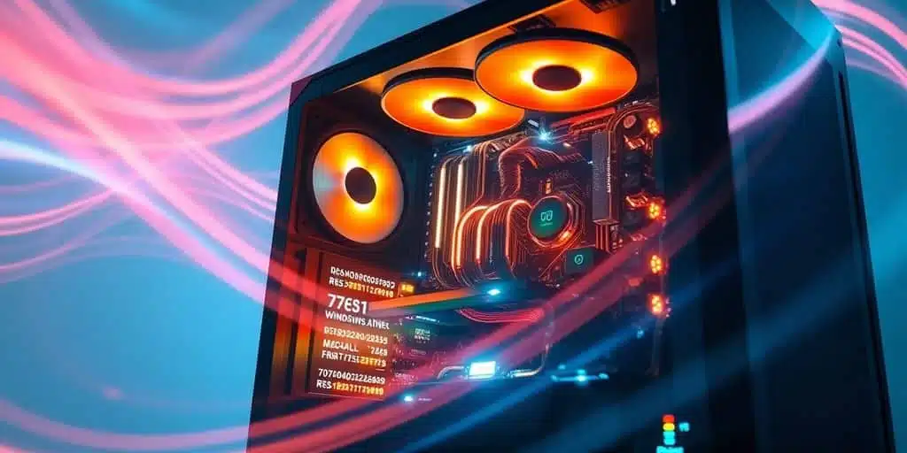 Ordinateur Windows amélioré avec des éclairs de performance.