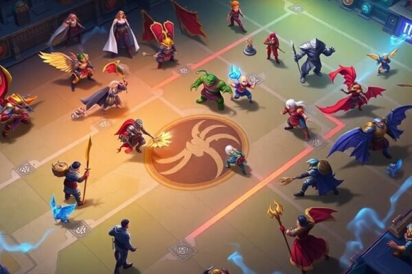 Table de jeu TFT avec des champions et des unités.