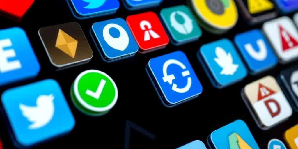 Des icônes de services en ligne avec des indicateurs visuels.