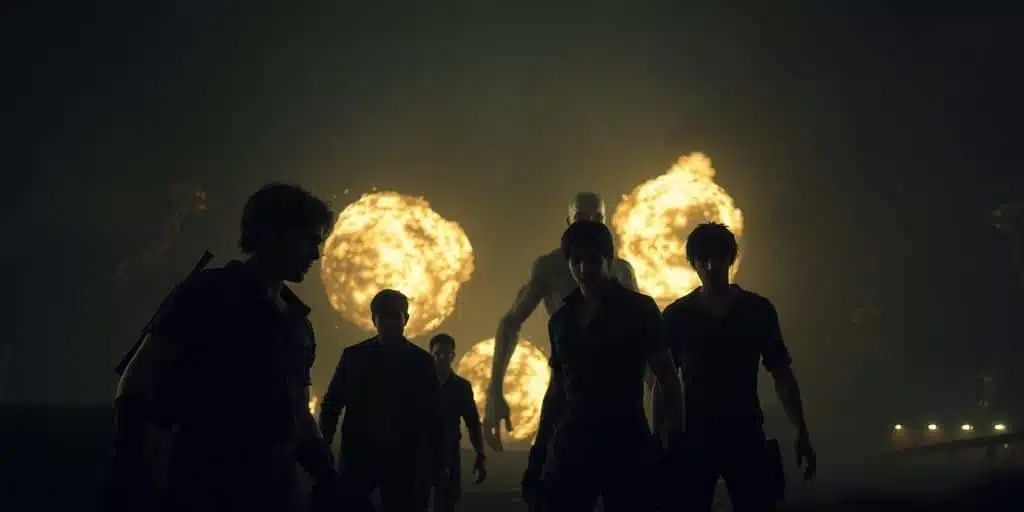 Visuel emblématique de Resident Evil, ambiance sombre.