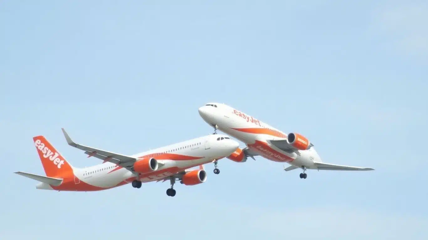 Deux avions EasyJet en vol, évitant de justesse une collision.