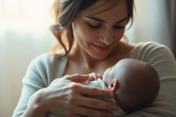 Maman et bébé, tendresse et bienfaits du lait maternel.