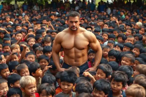 100 enfants face à l'homme le plus fort du monde.