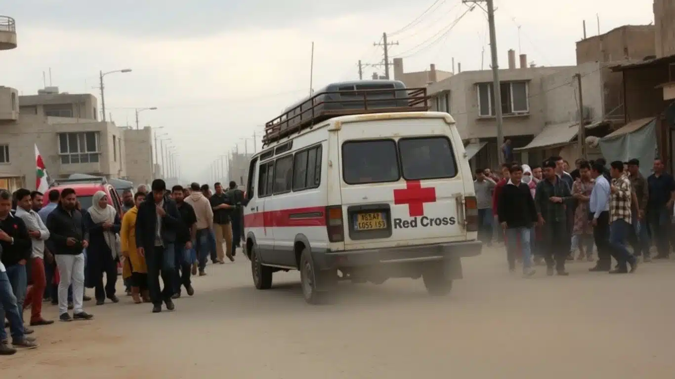 Véhicule de la Croix-Rouge à Gaza avec des otages libérés.