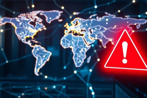 Carte mondiale du réseau internet en panne.