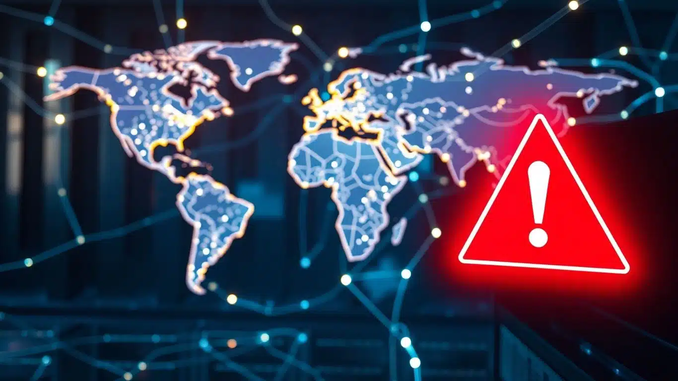 Carte mondiale du réseau internet en panne.