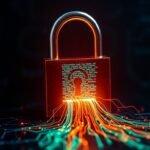 Verrou numérique brisé, données s'échappant, faille de sécurité.