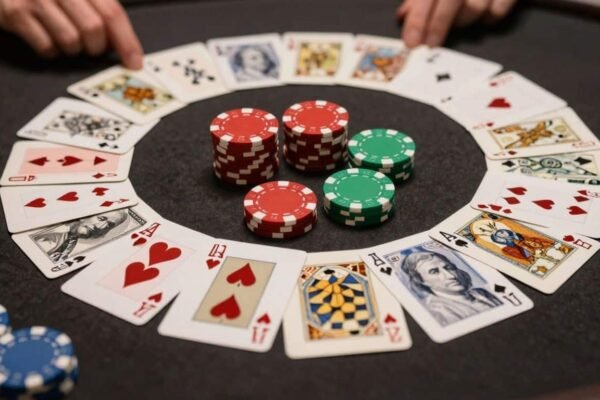 Jeu de poker avec des symboles de retraites et de sécurité sociale.