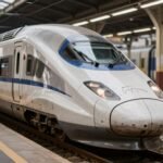 Train à l'arrêt sur les voies pendant une grève.