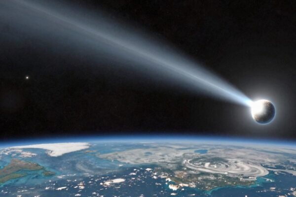 Comète interstellaire 3I/ATLAS traversant le ciel nocturne.