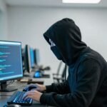 Cyberattaque au ministère de l'Intérieur : code informatique sombre.