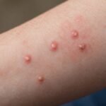 Éruption cutanée de la variole du singe sur un bras.