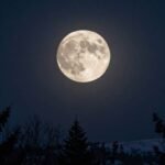 Pleine Lune du Loup dans le ciel nocturne étoilé.