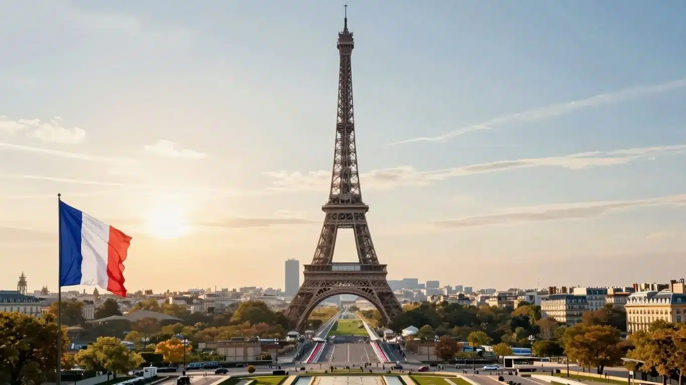 Ville futuriste avec des réseaux neuronaux lumineux et des robots