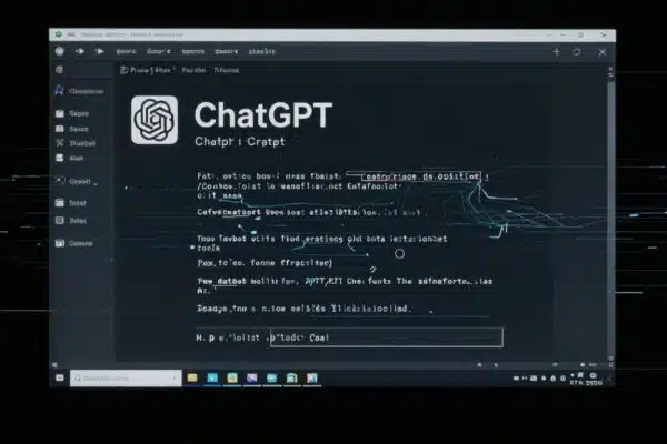 Écran d'ordinateur brisé avec des glitchs et du statique.