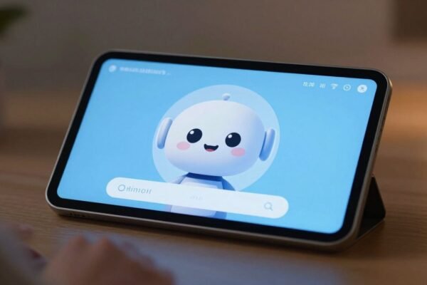 Interface de chatbot moderne et conviviale sur un appareil.