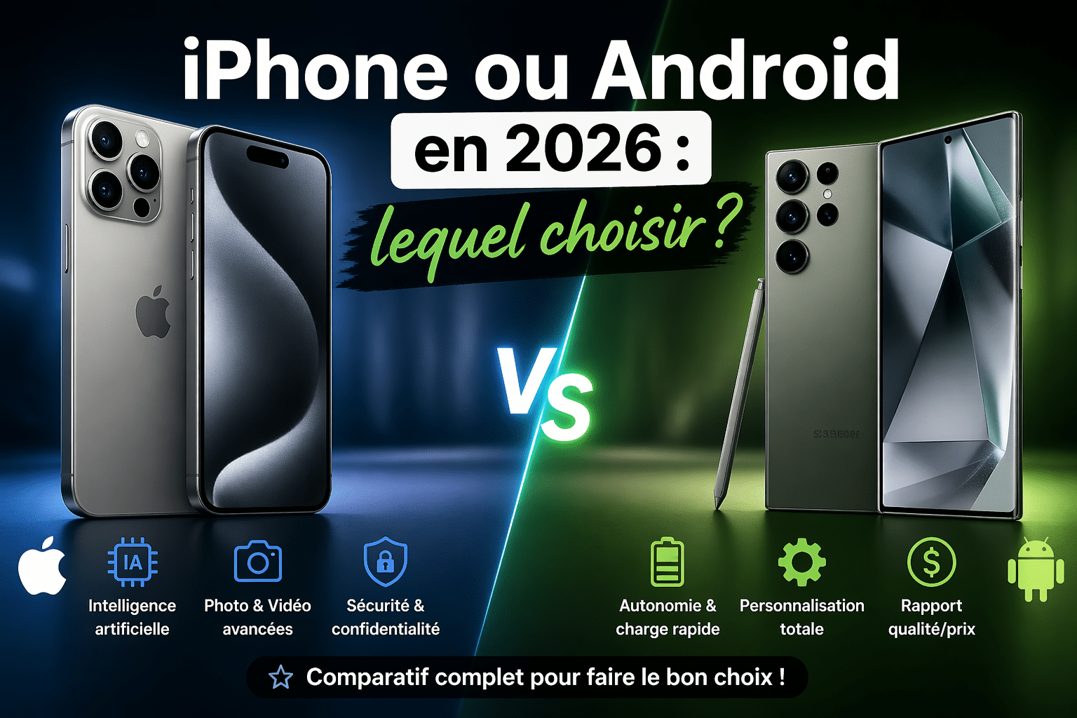comparatif iPhone vs Android en 2026 : différences et choix smartphone iphone vs android 2026