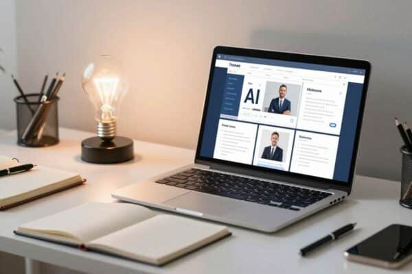 Journaliste utilisant des outils IA pour la productivité et la créativité.