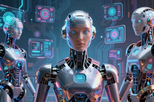 Comparatif IA : interfaces futuristes et têtes robotiques