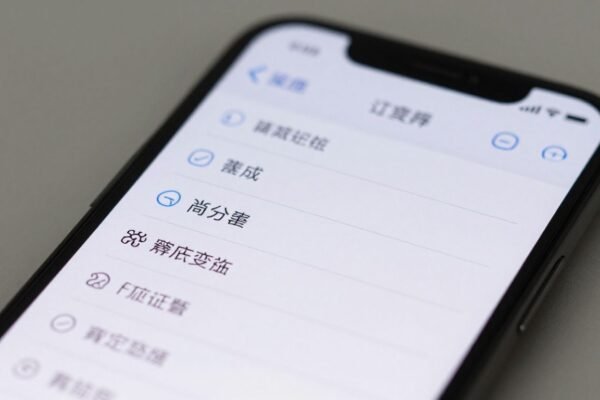 Écran d'iPhone avec des menus de réglages ouverts.