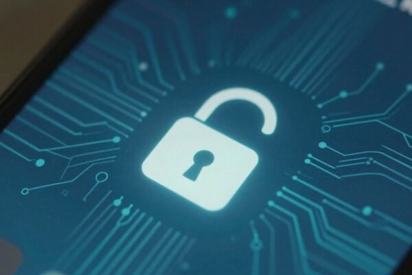 Smartphone protégé des hackers avec un cadenas numérique.