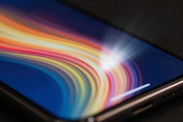iPhone rapide avec énergie numérique abstraite