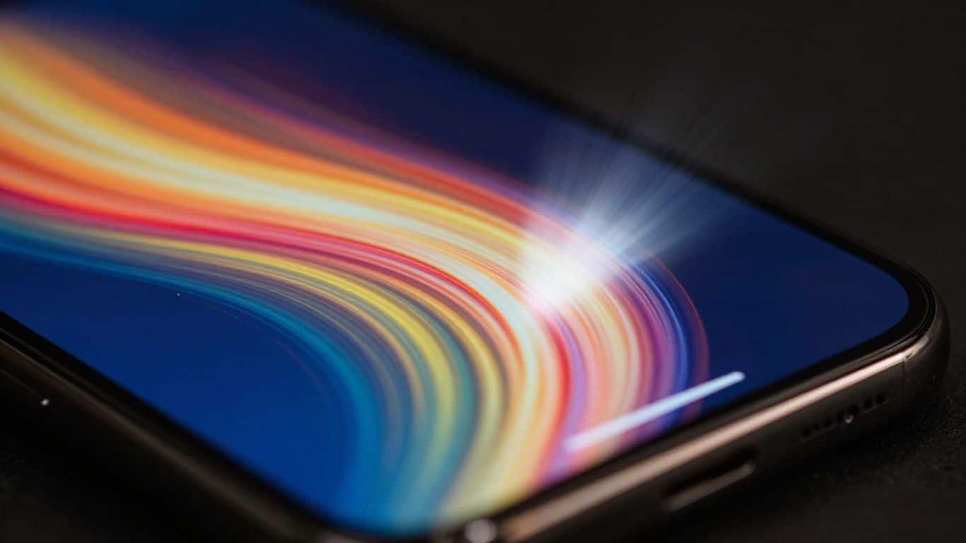 iPhone rapide avec énergie numérique abstraite